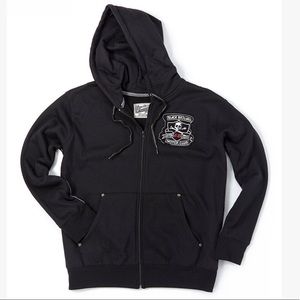 Override- Black Brigade Biker Patch-Skull Motor Club--sleeved HoodieMens S NWOT